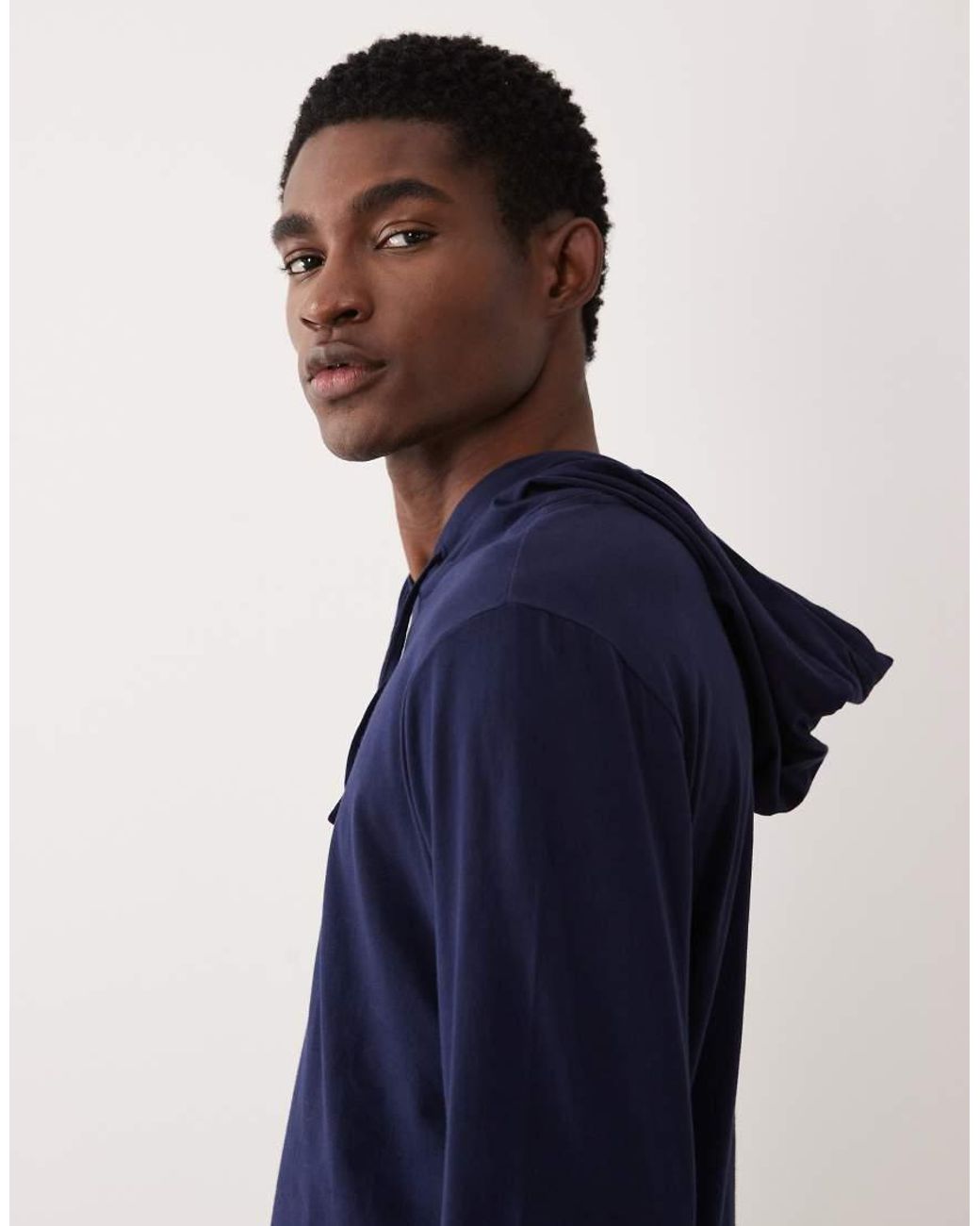 Polo Ralph Lauren Blue Icon Logo Liquid Cotton Lounge Hooded Top