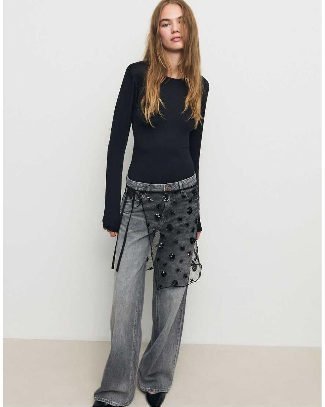 Stradivarius Blue Long Sleeve Polyamide Bodysuit