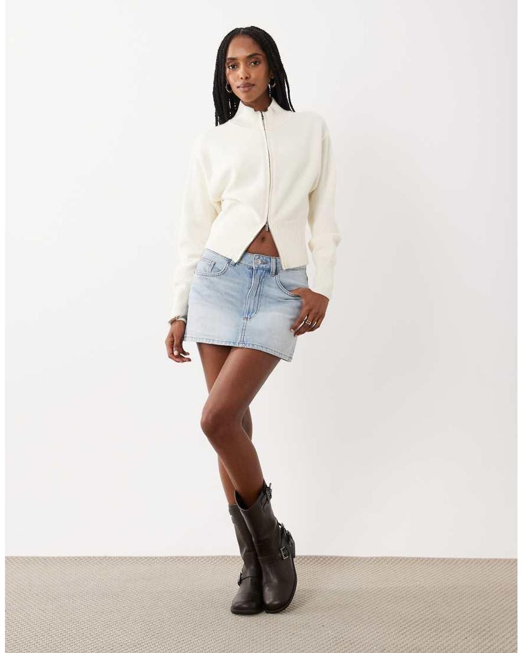 Cotton On White Lotus Cinched Zip Knit