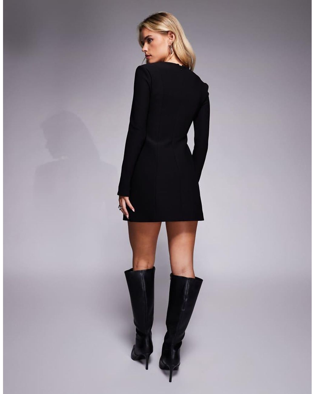 Forever New Long Sleeve Structured Mini Dress in Black | Lyst UK