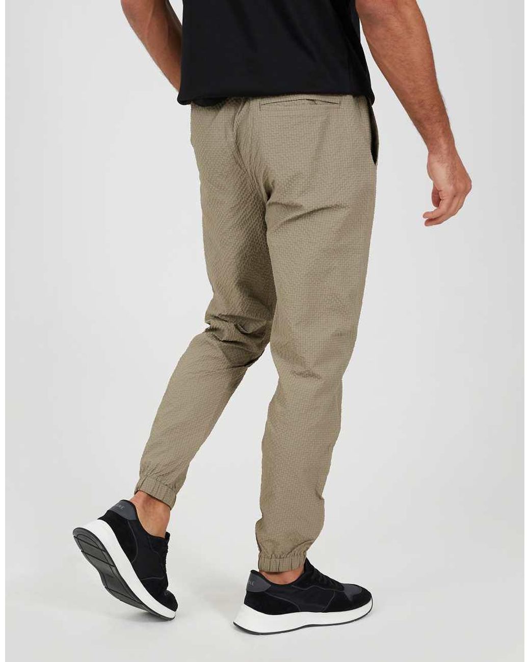 Brave Soul Natural Seersucker Cuffed Trousers for men