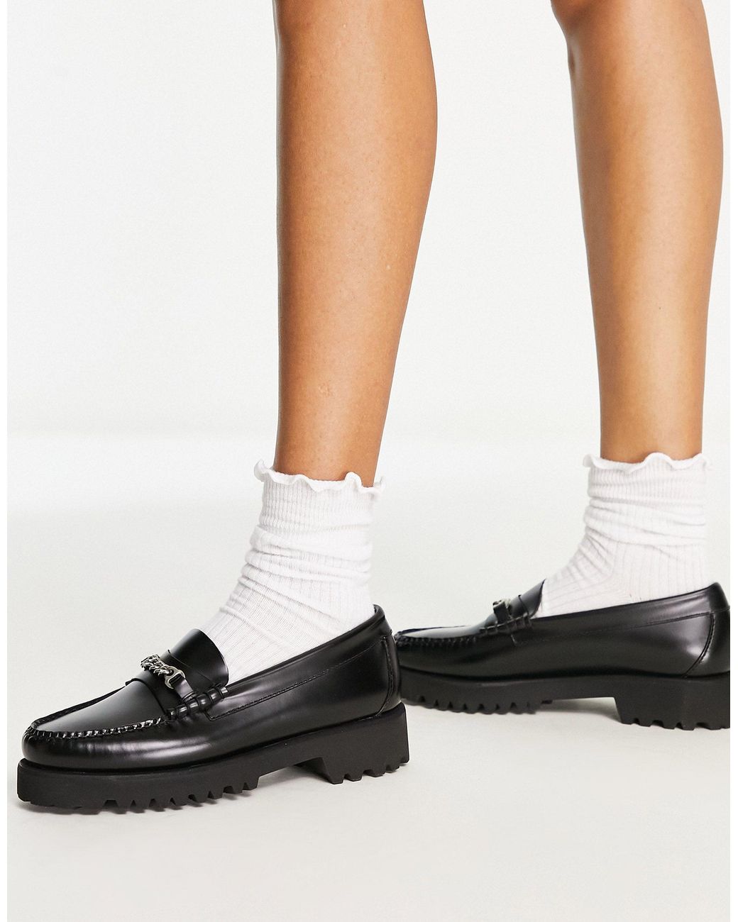 Fred Perry Leather Loafer With Chain Detail in Black | Lyst UK