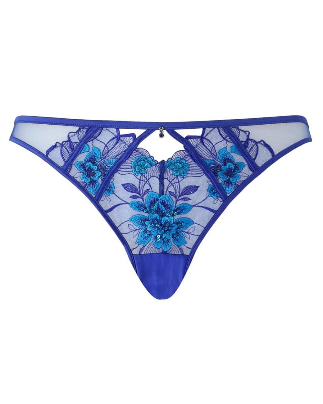 Ann Summers Blue Neon Moon Embroidered Brazilian Knickers