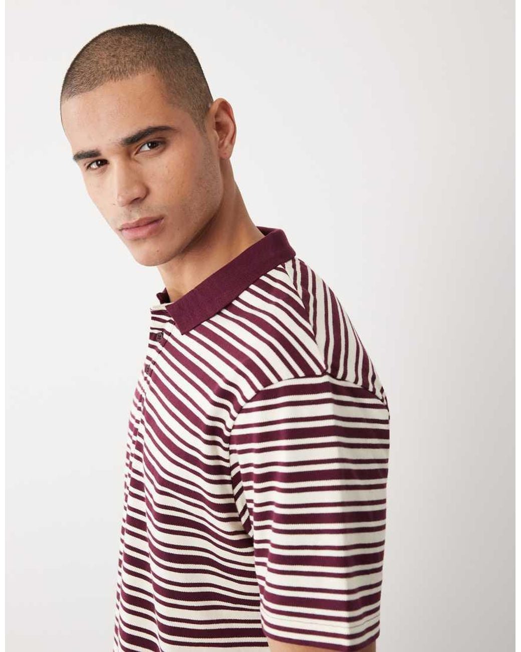 Threadbare Red Relaxed Fit Knit Short Sleeve Polo Top for men