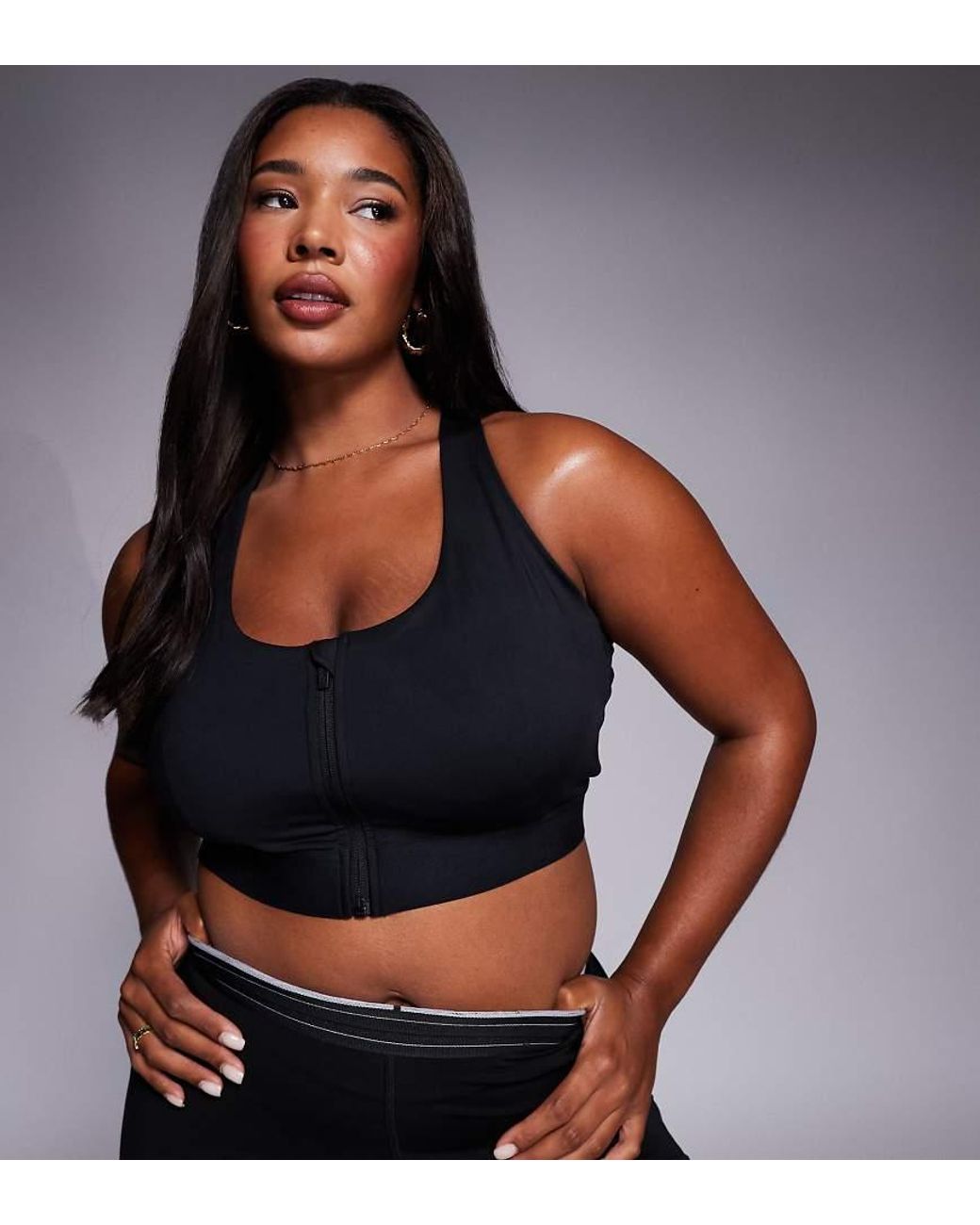 4505 Black Curve Icon Active High Support Sports Bra With Removable Padding And Adjustable Straps