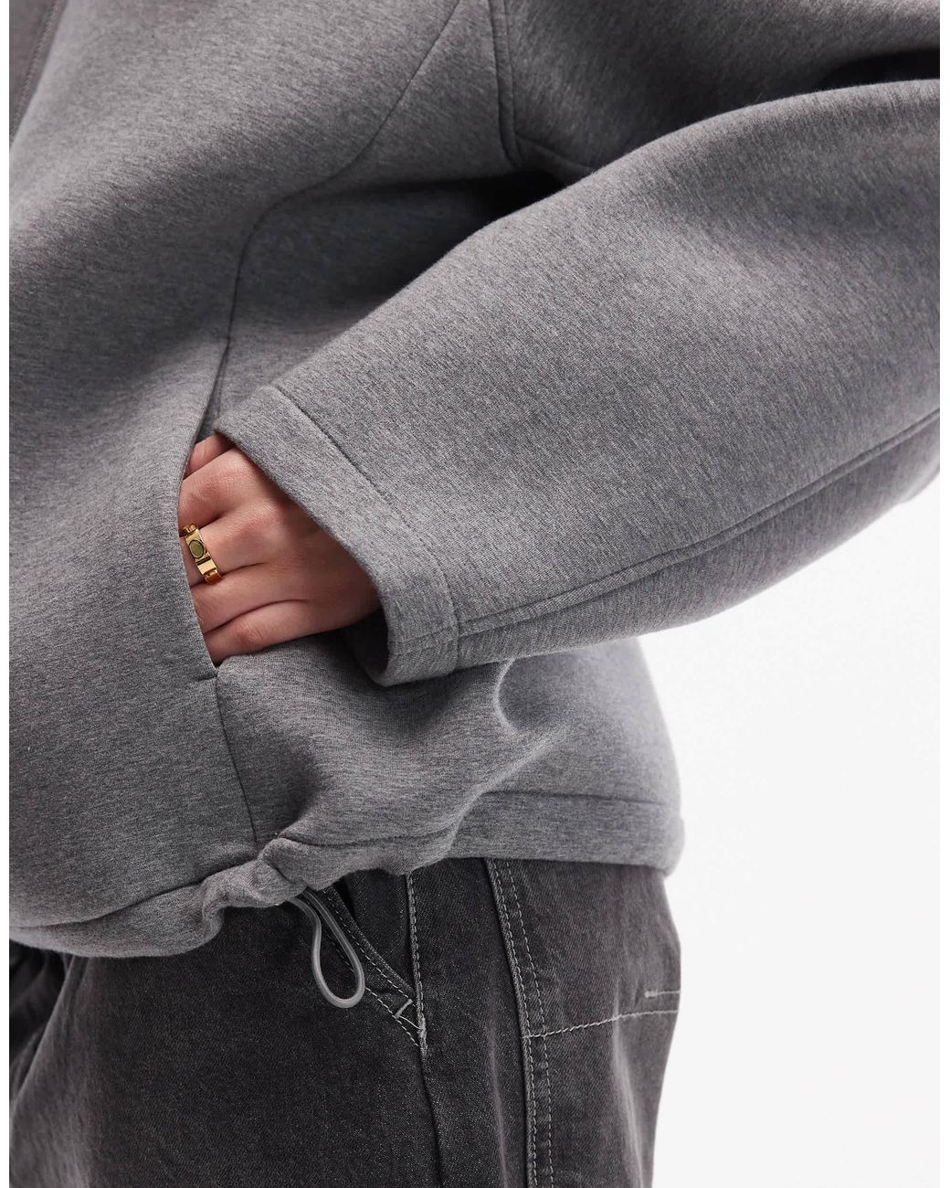ARKET Gray High Neck Zip Up Jacket