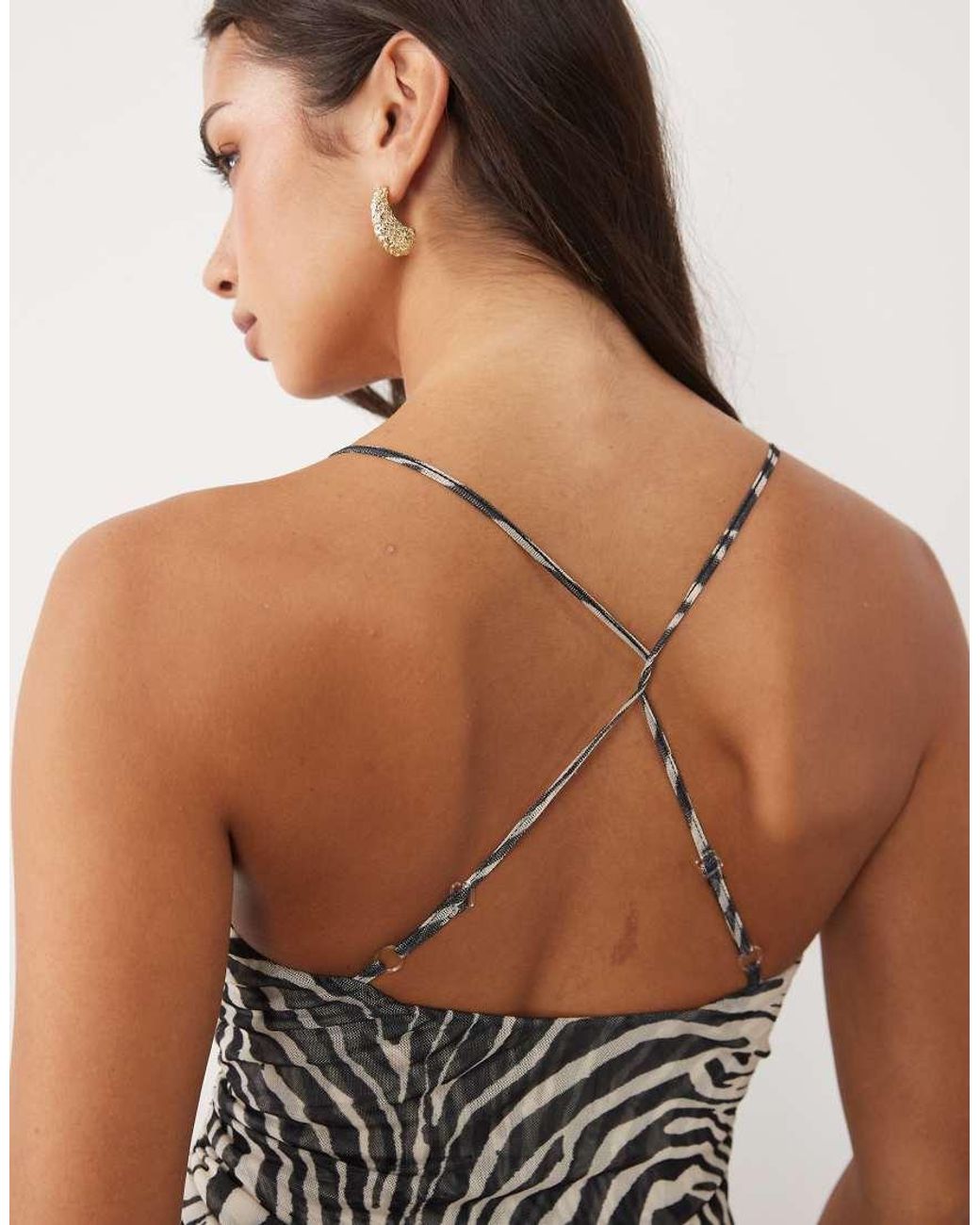 ASOS Multicolor Mesh Sleeveless Asymmetric Drape Maxi Dress