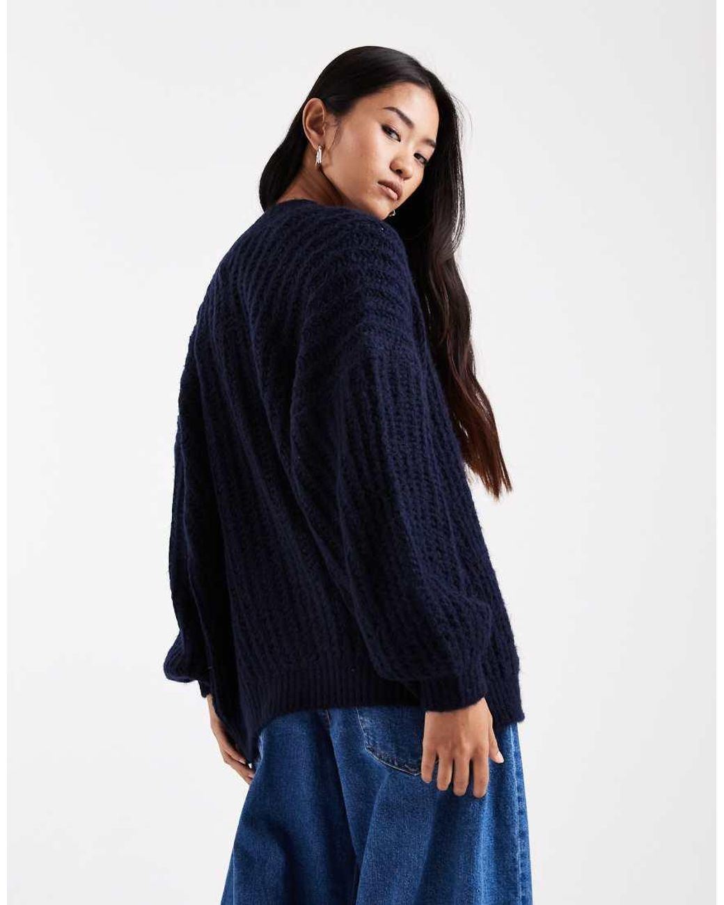ASOS Blue Longline Fluffy Edge To Edge Cardigan