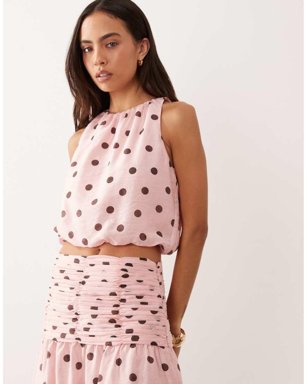 Forever New Pink Halter Neck Bubble Hem Top Co-Ord