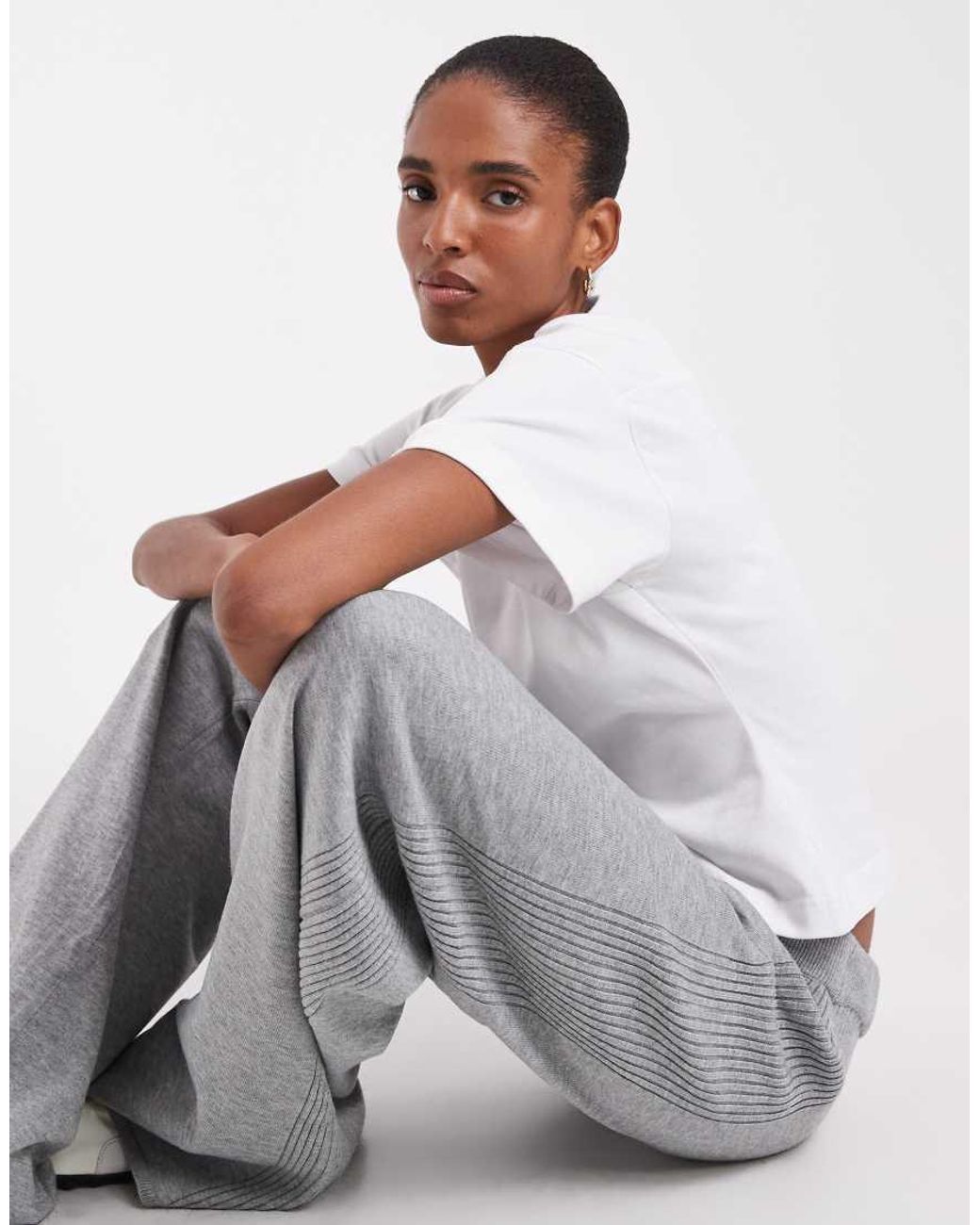 ONLY White Wide Leg Knitted Trousers
