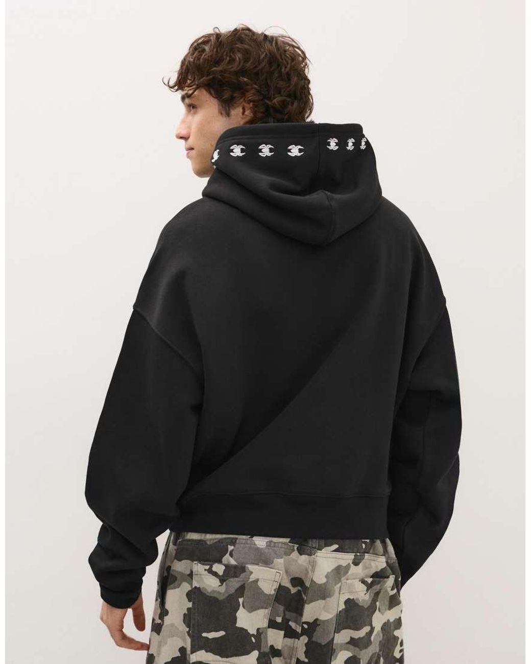 Bershka Black Spider-man Hood Sweatshirt for men