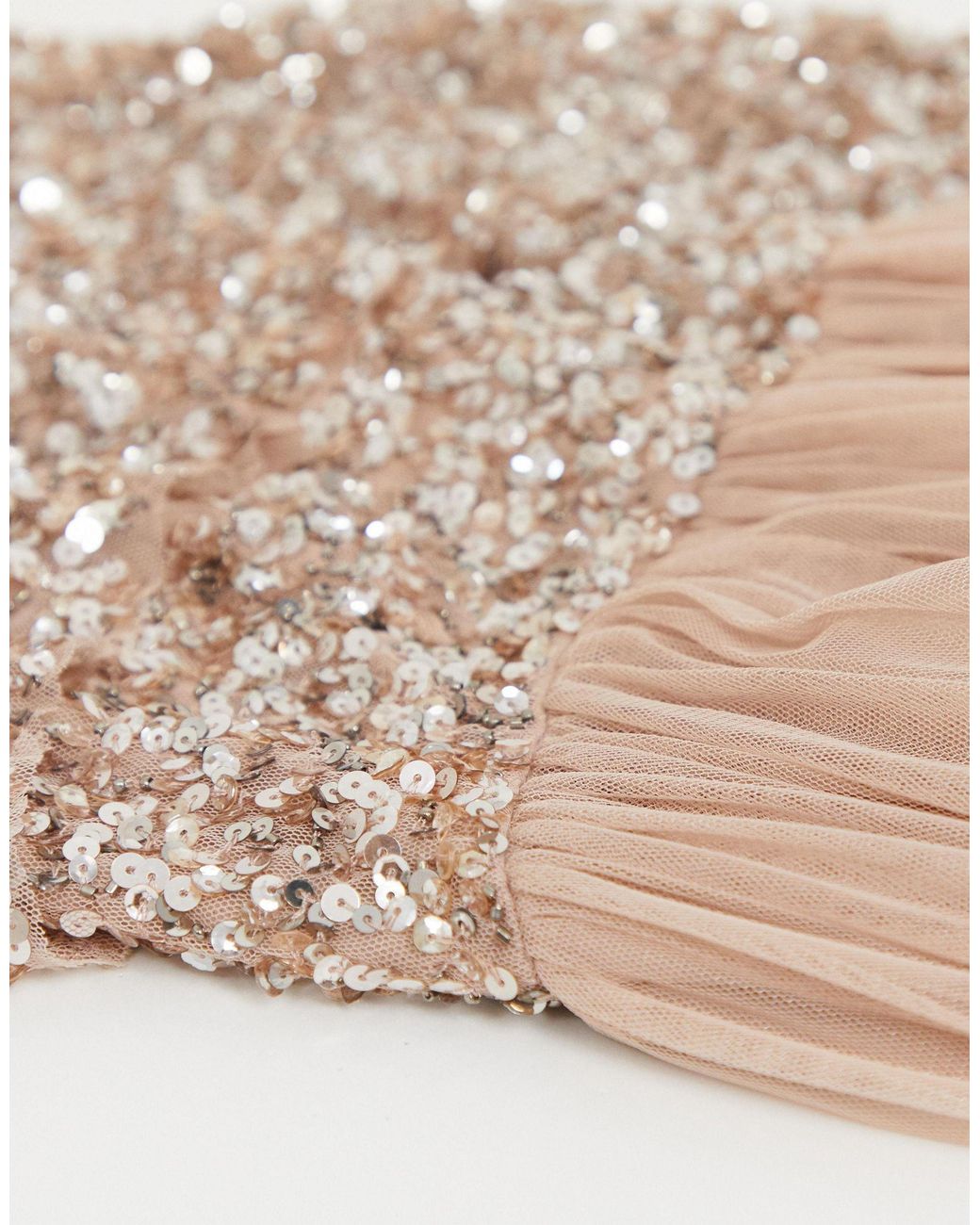maya bridesmaid sleeveless midaxi tulle dress with tonal delicate sequin overlay in taupe blush