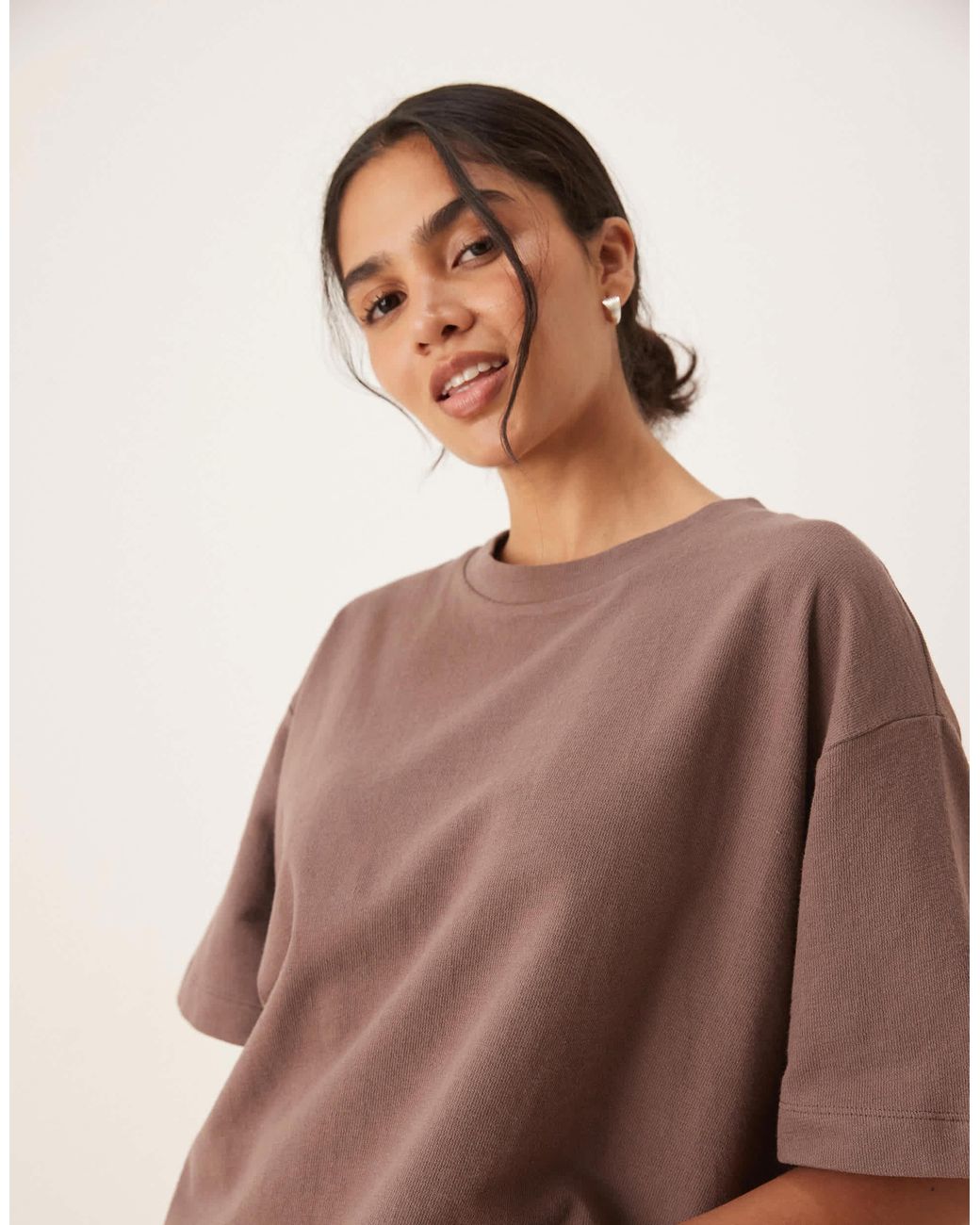 ASOS Brown – strukturiertes oversize-t-shirt aus strick