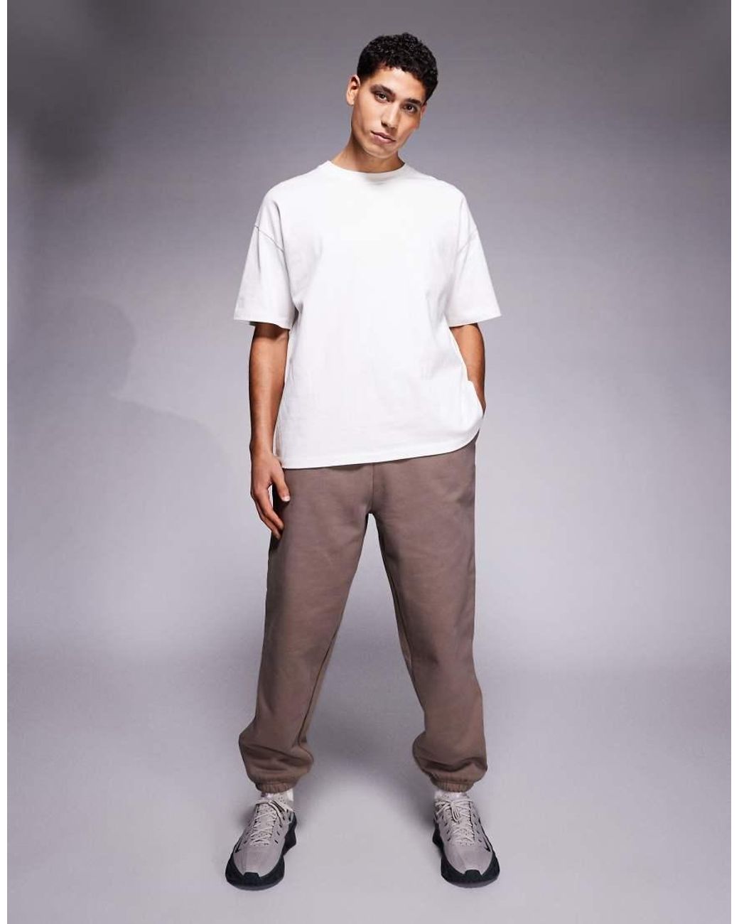 ASOS Brown Premium Heavyweight Cuffed Jogger for men