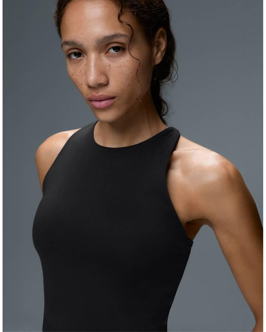 Oysho Black Comfortlux Strap Tank Top With Cups