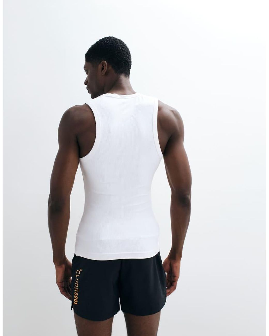 Adidas Originals White Adidas Training Essentials Ribbed Vest for men