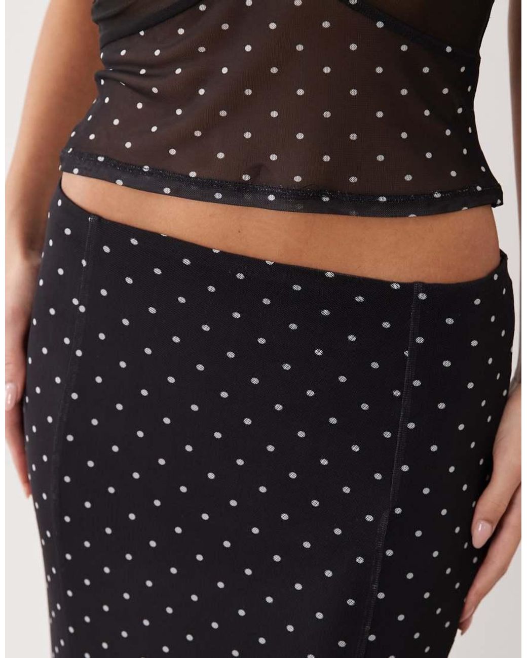 ASOS White Spot Mesh Maxi Skirt Co-ord