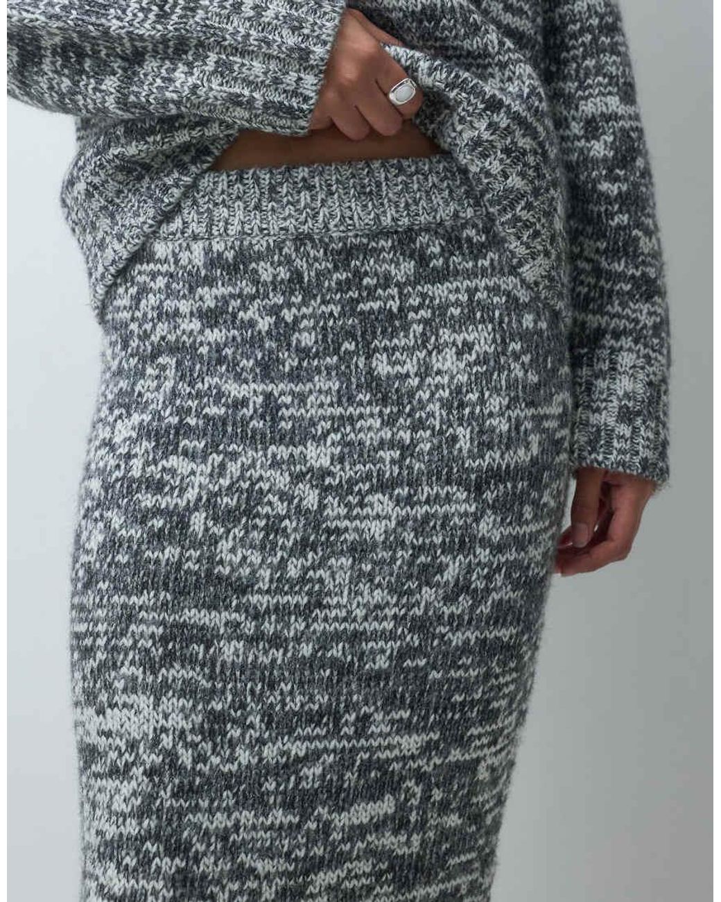 ASOS Gray Salt And Pepper Stitch Maxi Skirt Set