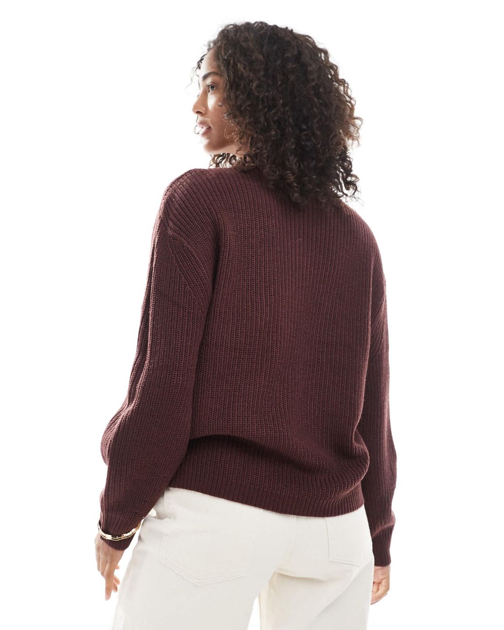 ONLY Purple Round Neck Rib Knit Sweater