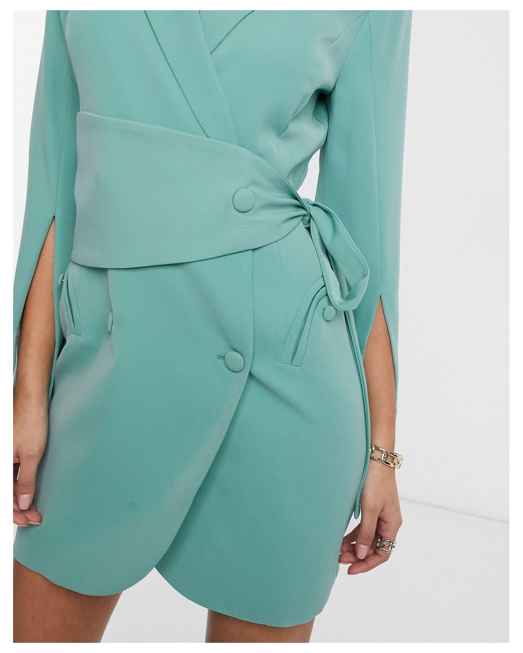 Lavish Alice Belted Blazer Dress in Green | Lyst UK