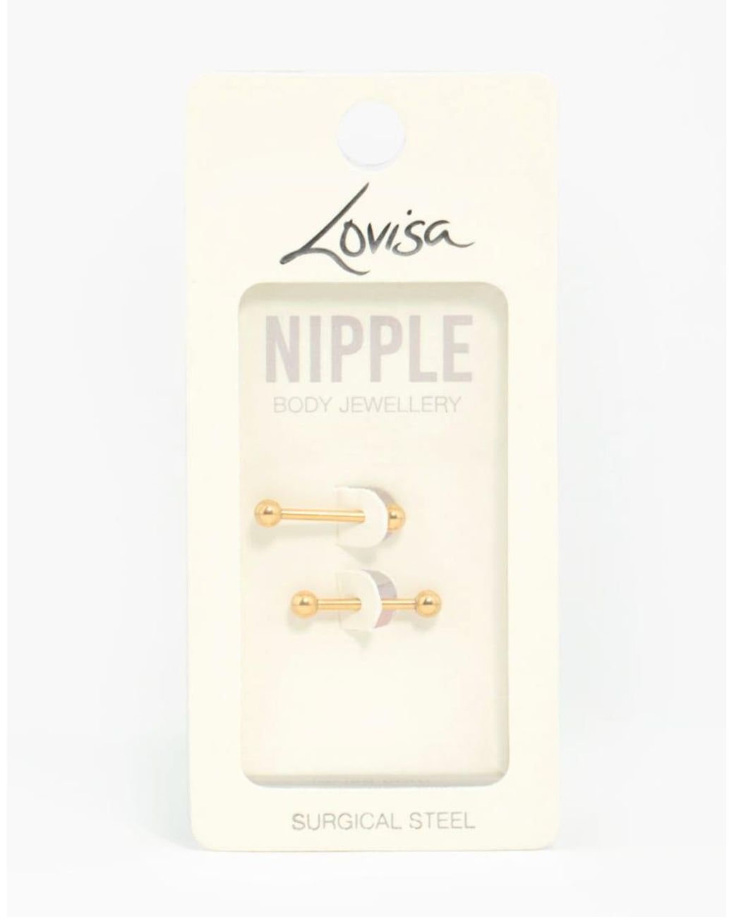 Lovisa Metallic Plated Surgical Steel Plain Ball Nipple Bars 2-Pack
