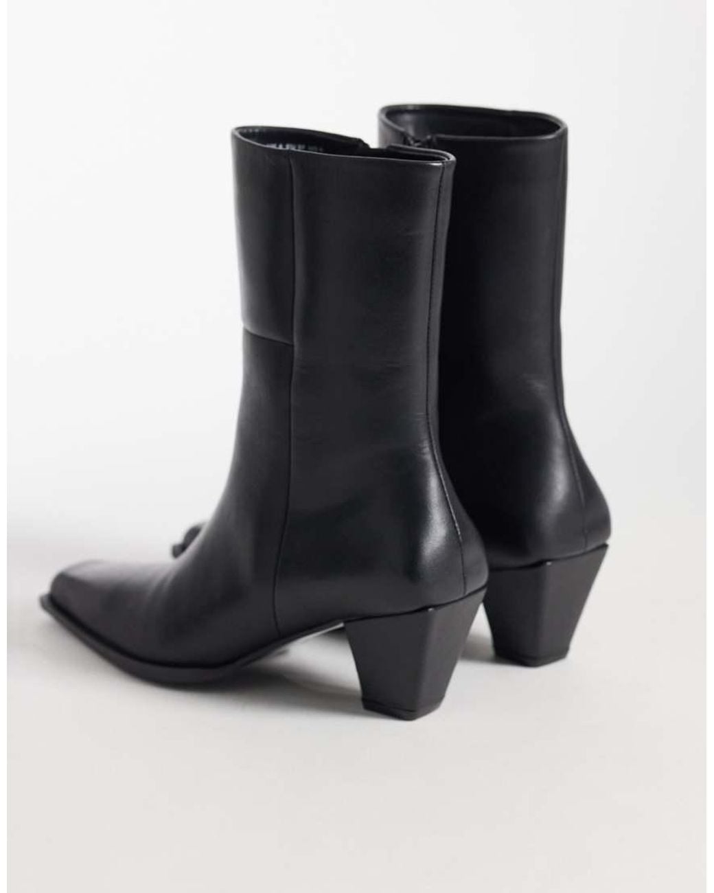 ASOS Blue Reid Premium Clean Mid Heel Boot