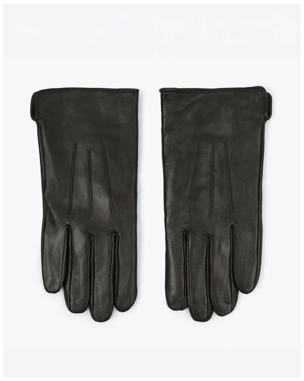 Barney's Originals Black Real Leather Gloves