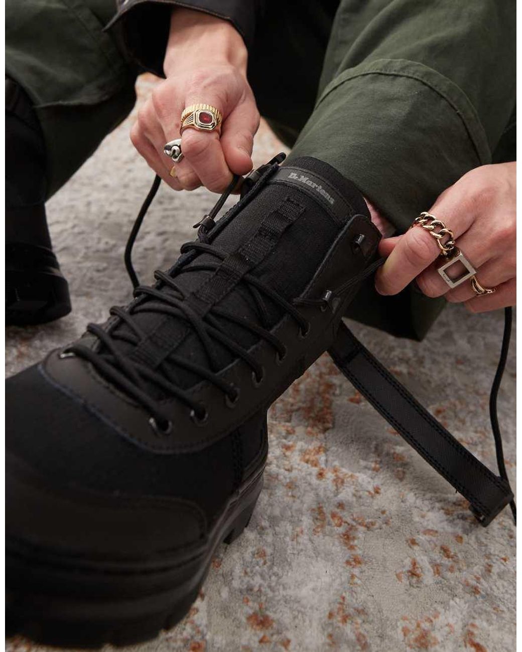 Dr. Martens Black Unisex Combs Tech 8 Tie Boots