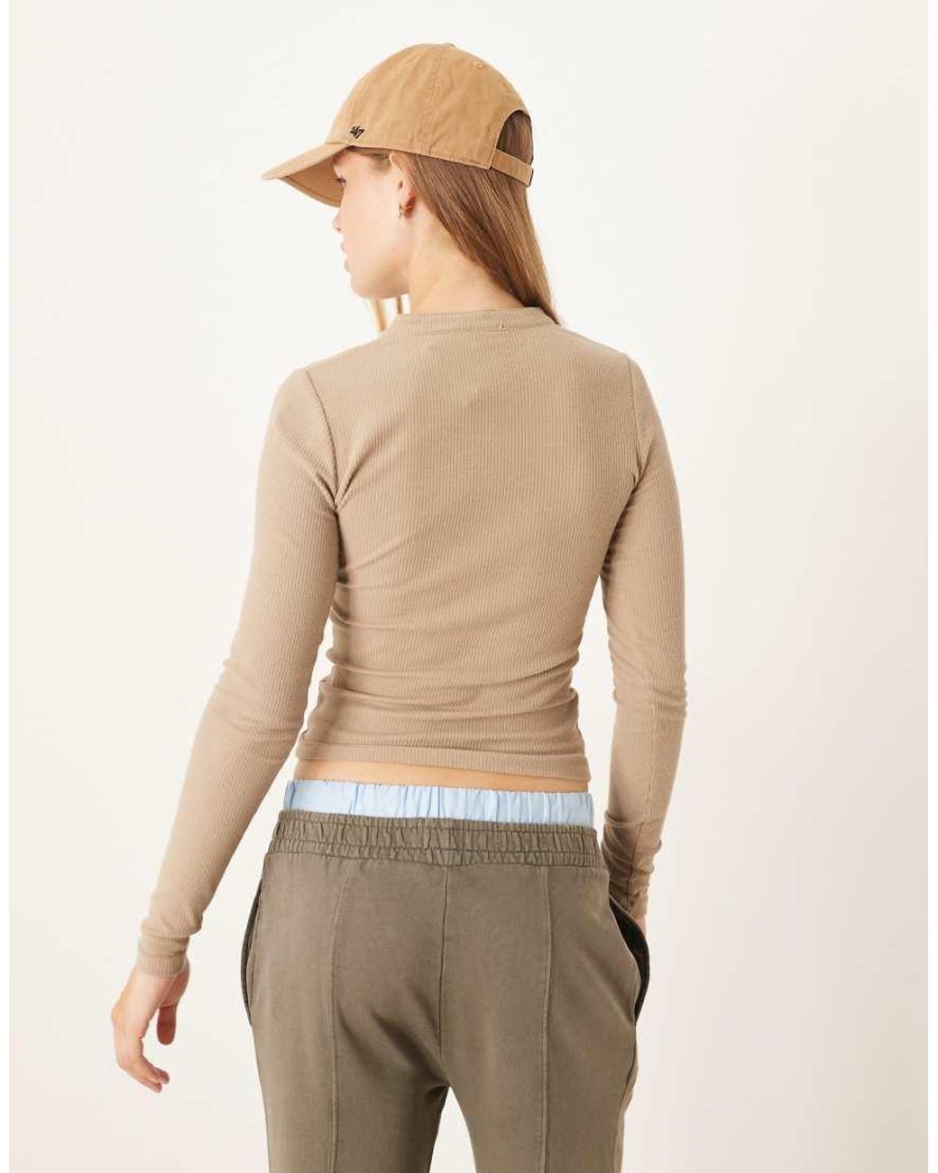 Cotton On Brown Ryan Henley Long Sleeve Top