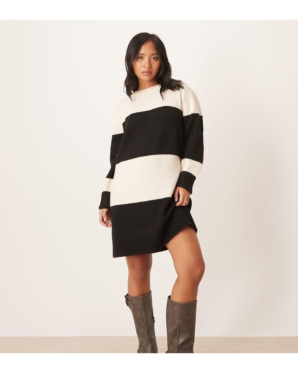 Vila Black Colour Blocking Knitted Mini Dress