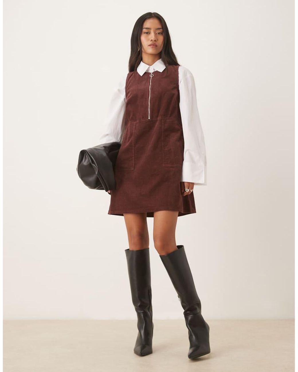 Nobody's Child Purple Homerton A-line Cord Pinafore Mini Dress