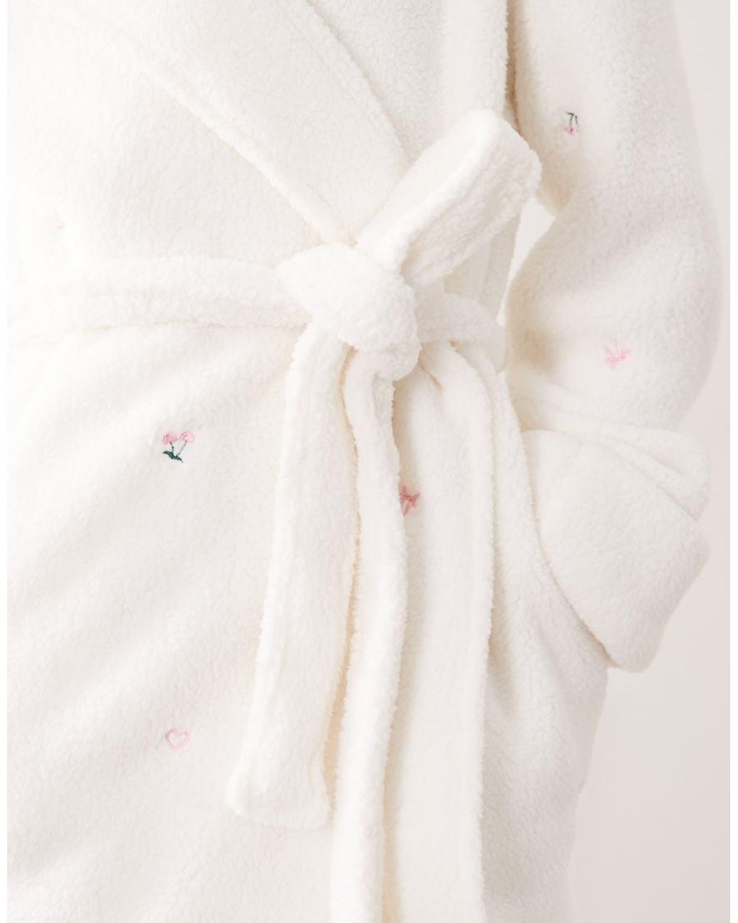 Boux Avenue White Embroidered Short Hooded Dressing Gown