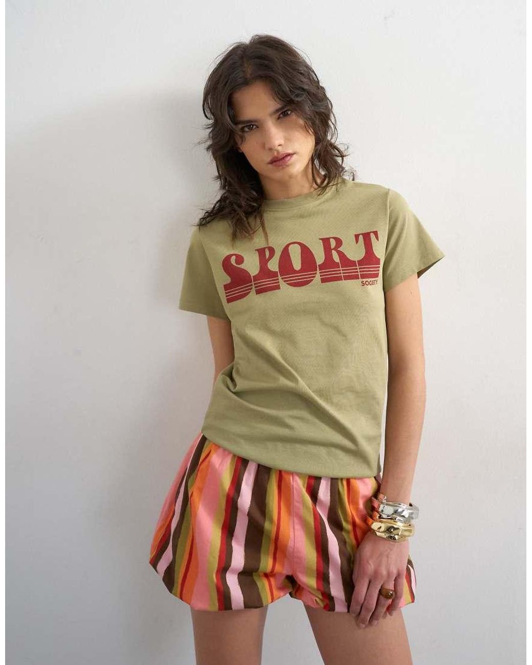 TOPSHOP Brown Sport Graphic Boxy Tee