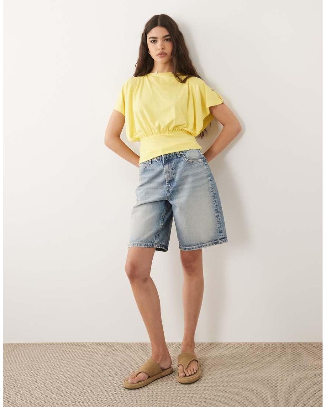 ASOS Yellow Multi Way Button Up Top