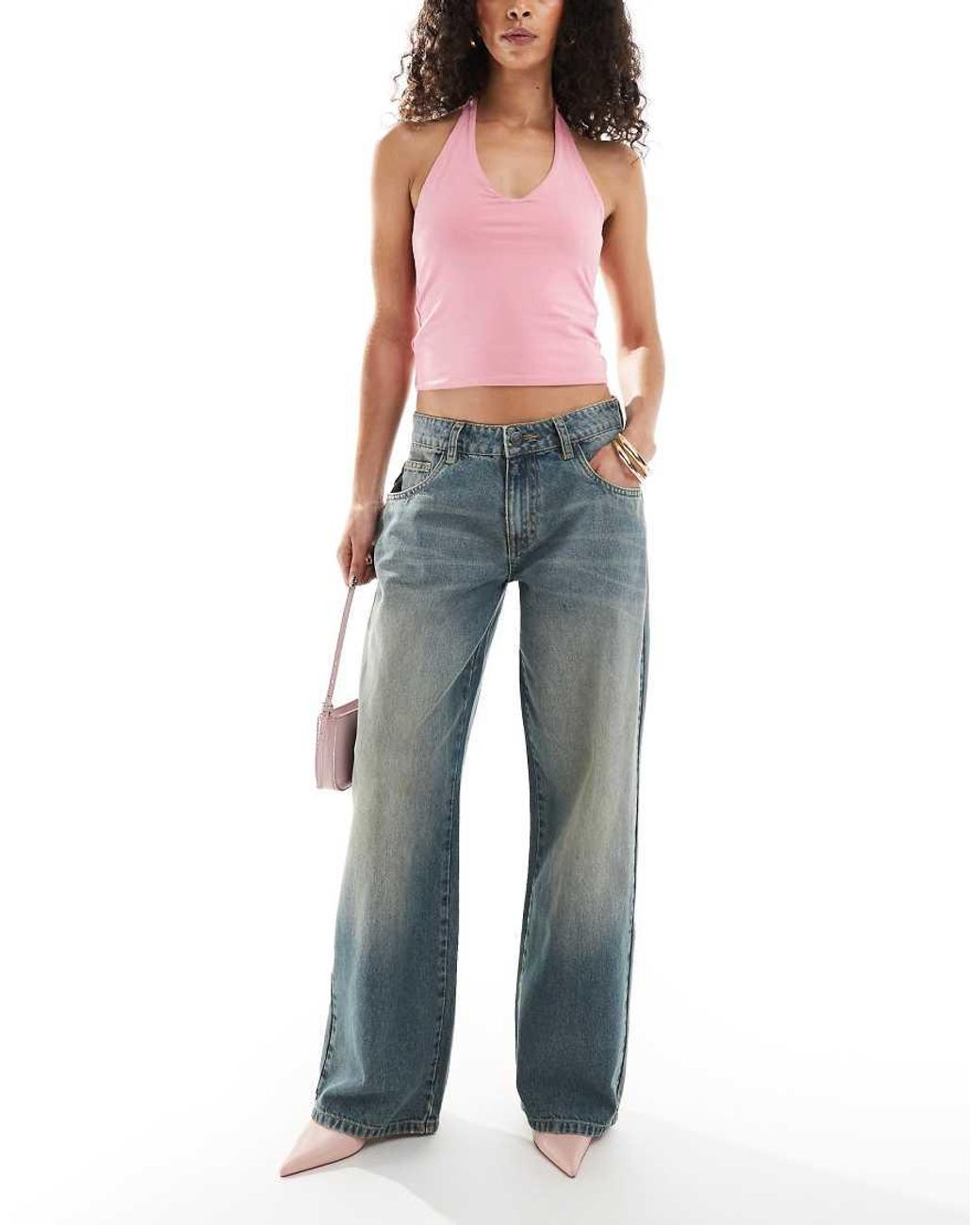 Daisy Street Blue Roomy Low Rise Jeans