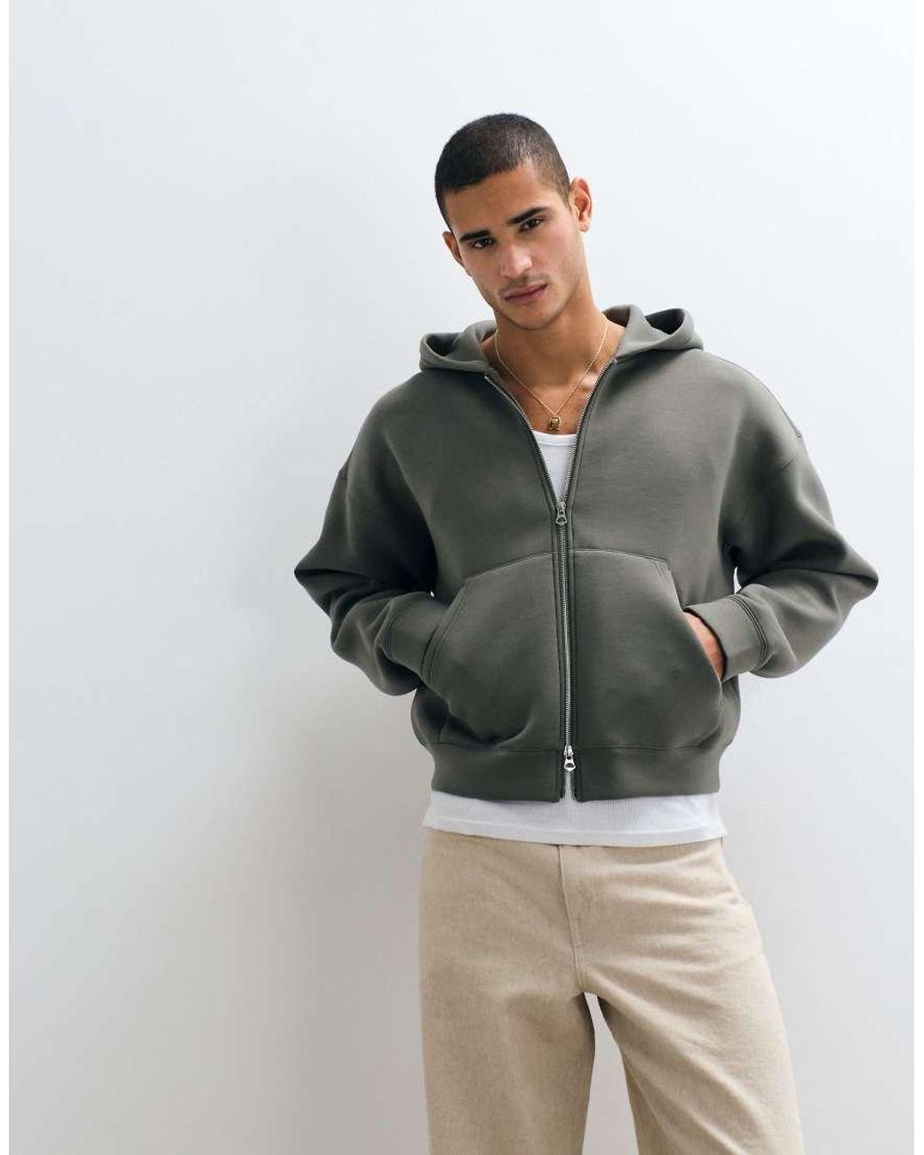 Weekday Gray Simon Zip Through Hoodie for men