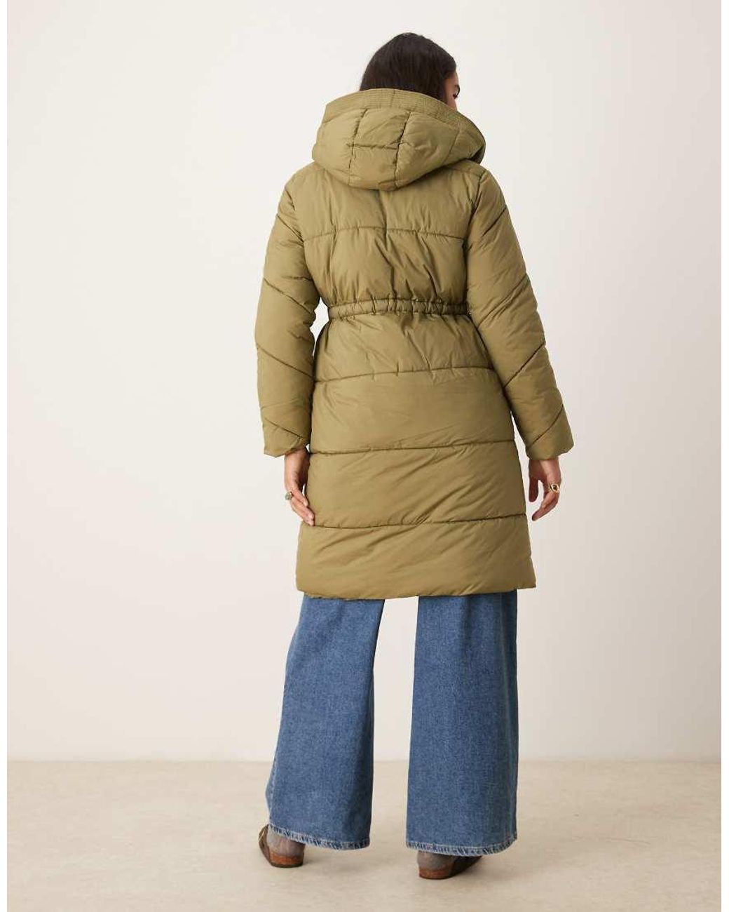 Jdy Natural Cinched Waist Longline Puffer