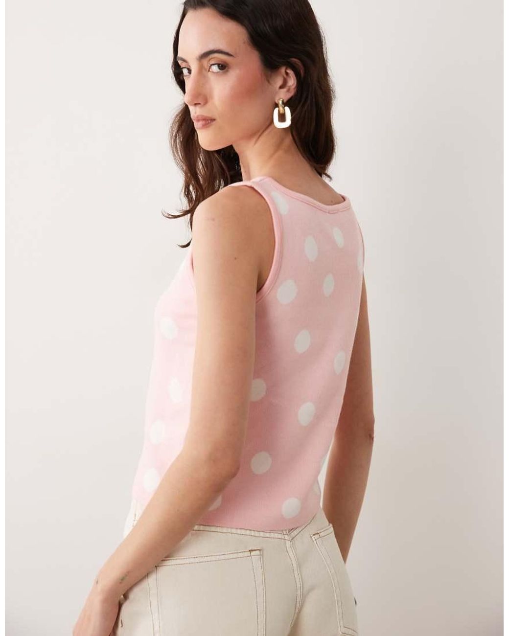 ASOS Pink Knitted Polka Dot Tank