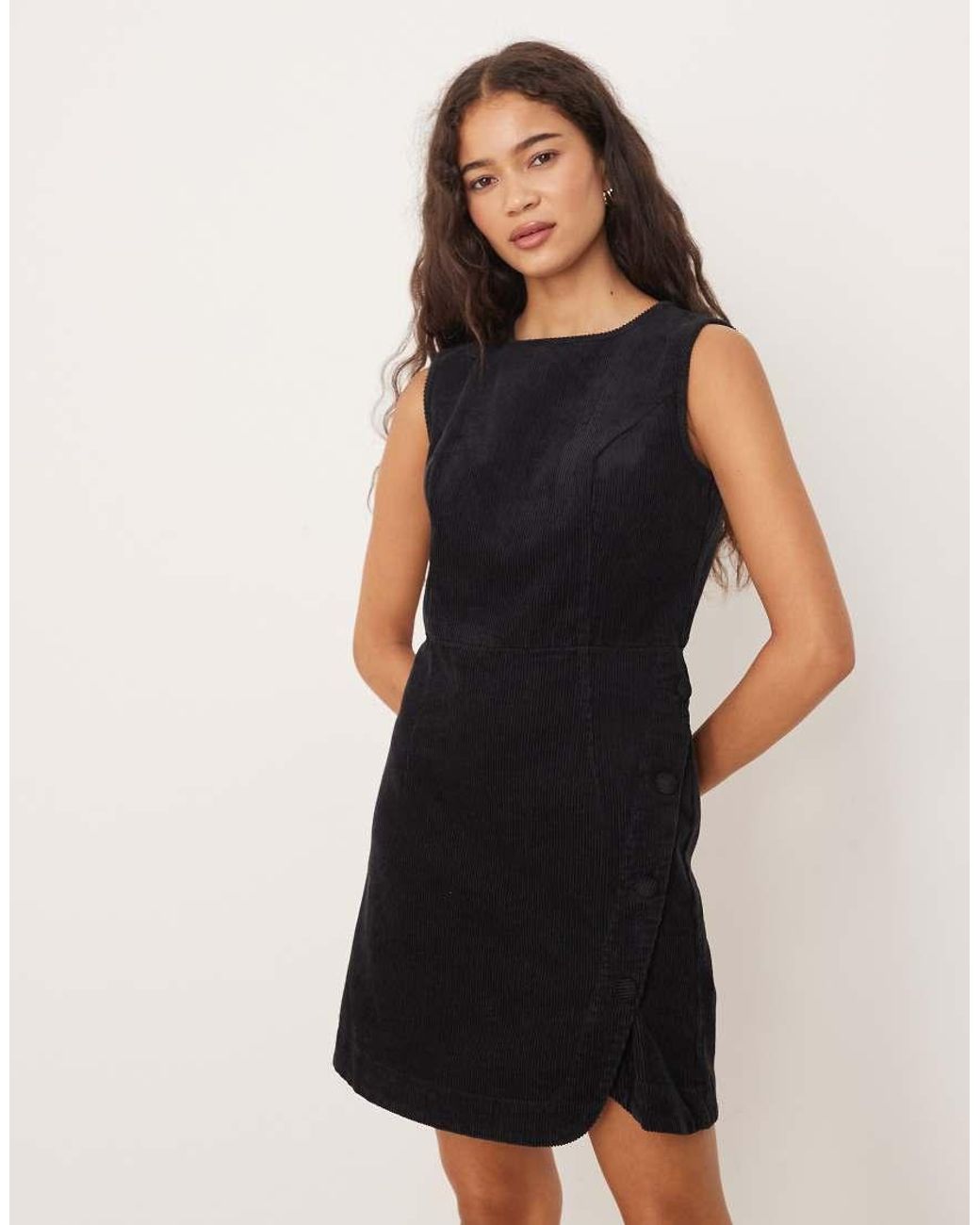 Nobody's Child Black Birch Tailored Cord Pinafore Mini Dress