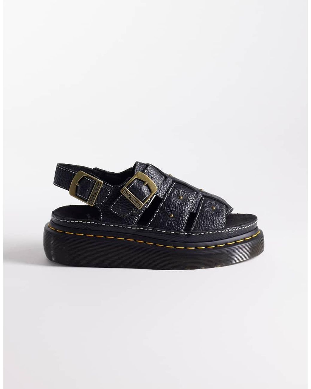Dr. Martens Black Wrenlie Floral Embossed Sandals