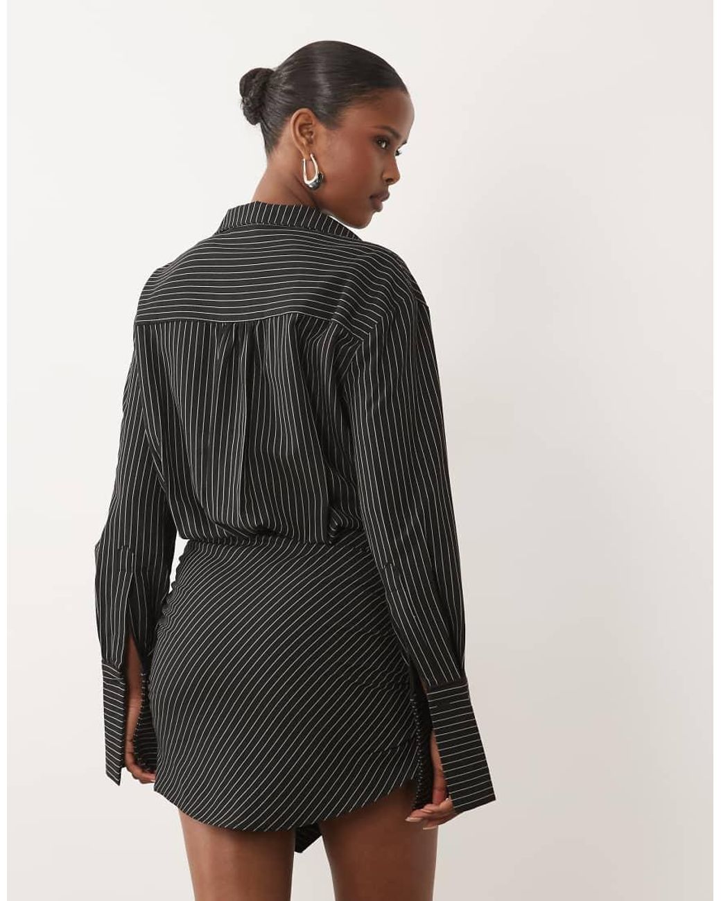 Noughts & Kisses Black Cotton Rich Button Up Asymmetric Hem Deep Cuff Mini Shirt Dress