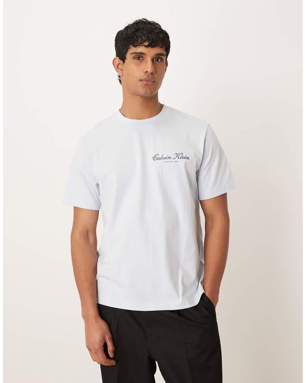 Calvin Klein White Script Graphic T-shirt for men