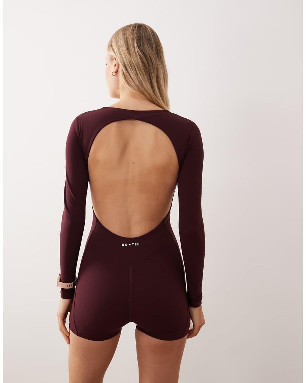 BO+TEE Red Bo+tee Long Sleeve Backless Romper