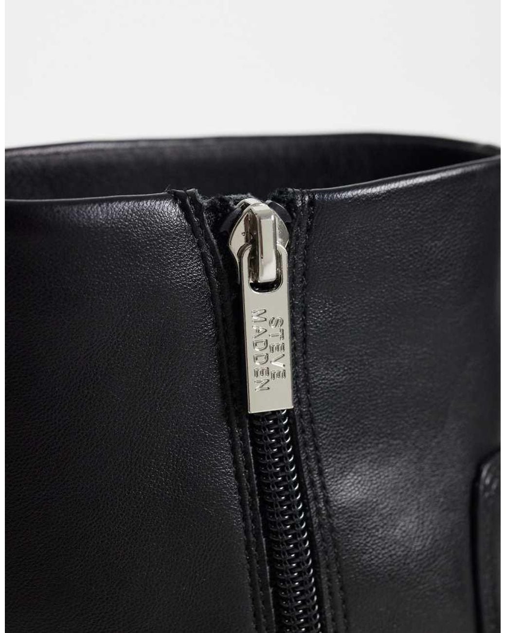 Steve Madden Black Davis Kitten Heel Mid Ankle Boots