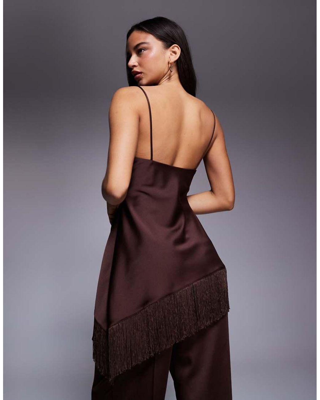 ASOS Purple Asos X The Sourced Collection Strappy Top With Fringing