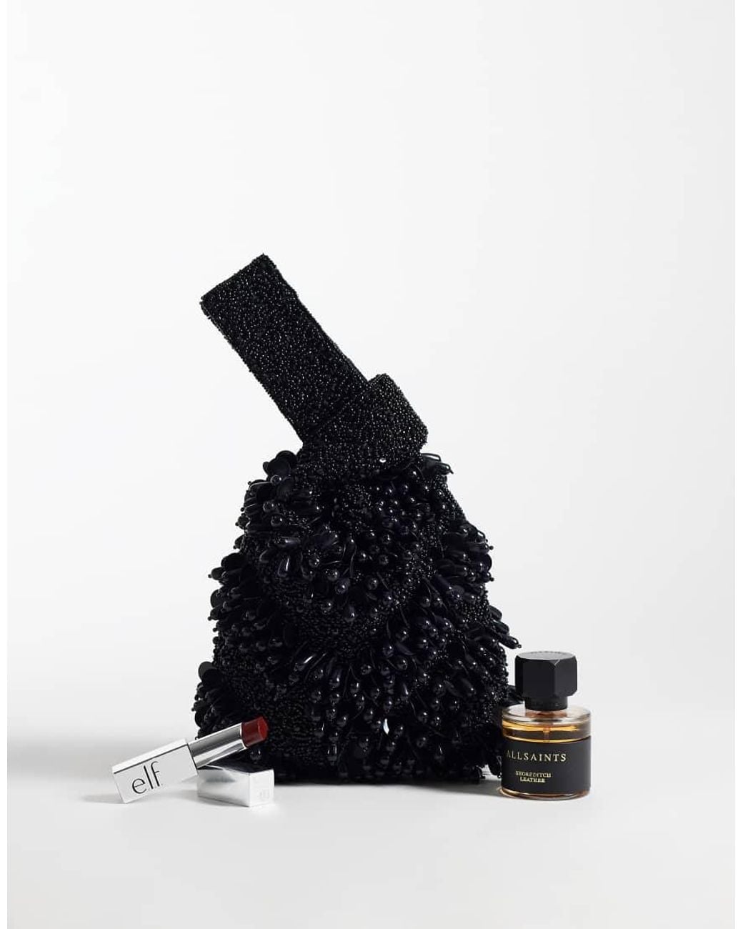ASOS Black Asos Desing Loop Through Embellished Clutch Bag