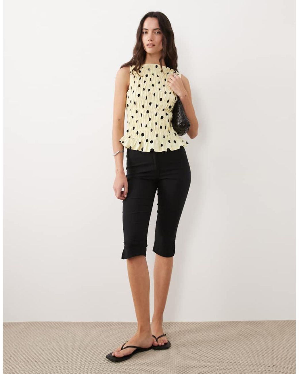 ASOS Multicolor Shirred Slash Neck Top