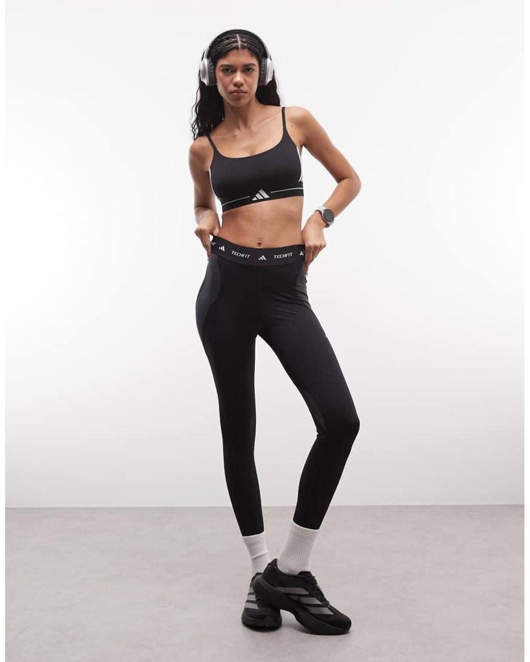 Adidas Originals Black Adidas Training Hyperglam Light Support Sports Bra