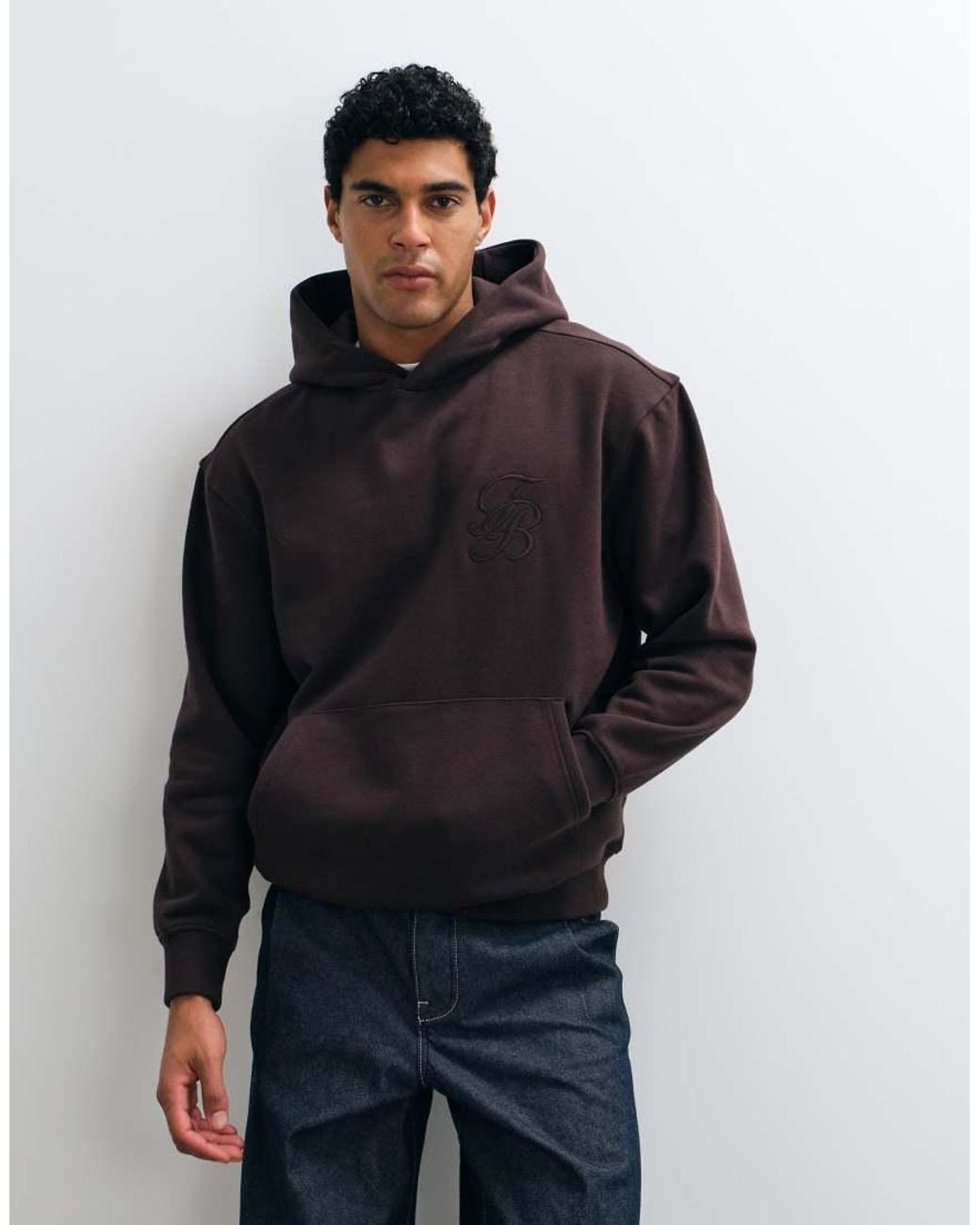 Threadbare Blue Classic Relaxed Fit Hoodie for men
