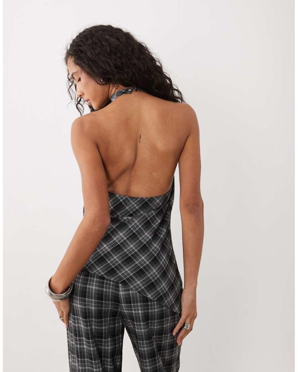 Kaiia Gray Exclusive Cowl Haterneck Asymmetric Hem Top Co-ord